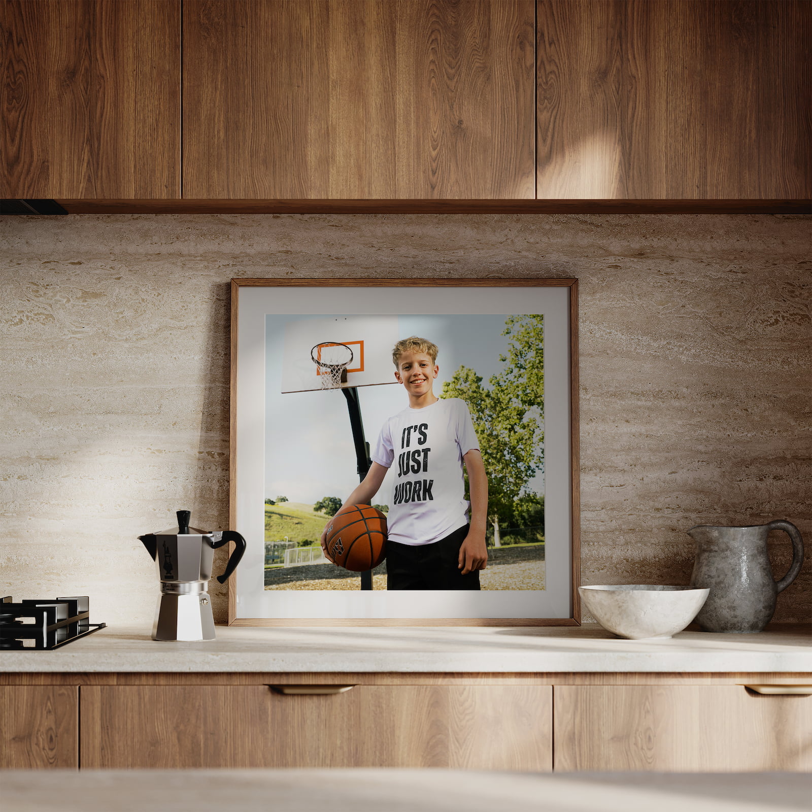 Portrait as framed wall art in a home